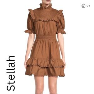 Stellah Chocolate Brown Ruffle Dress